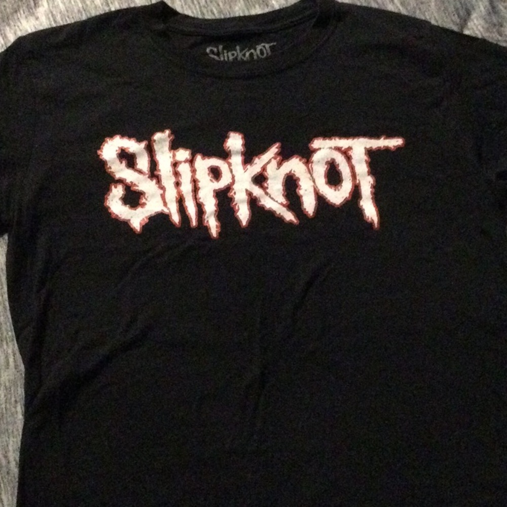 Slipknot short sleeve tee mens size medium black tee with white and red letters